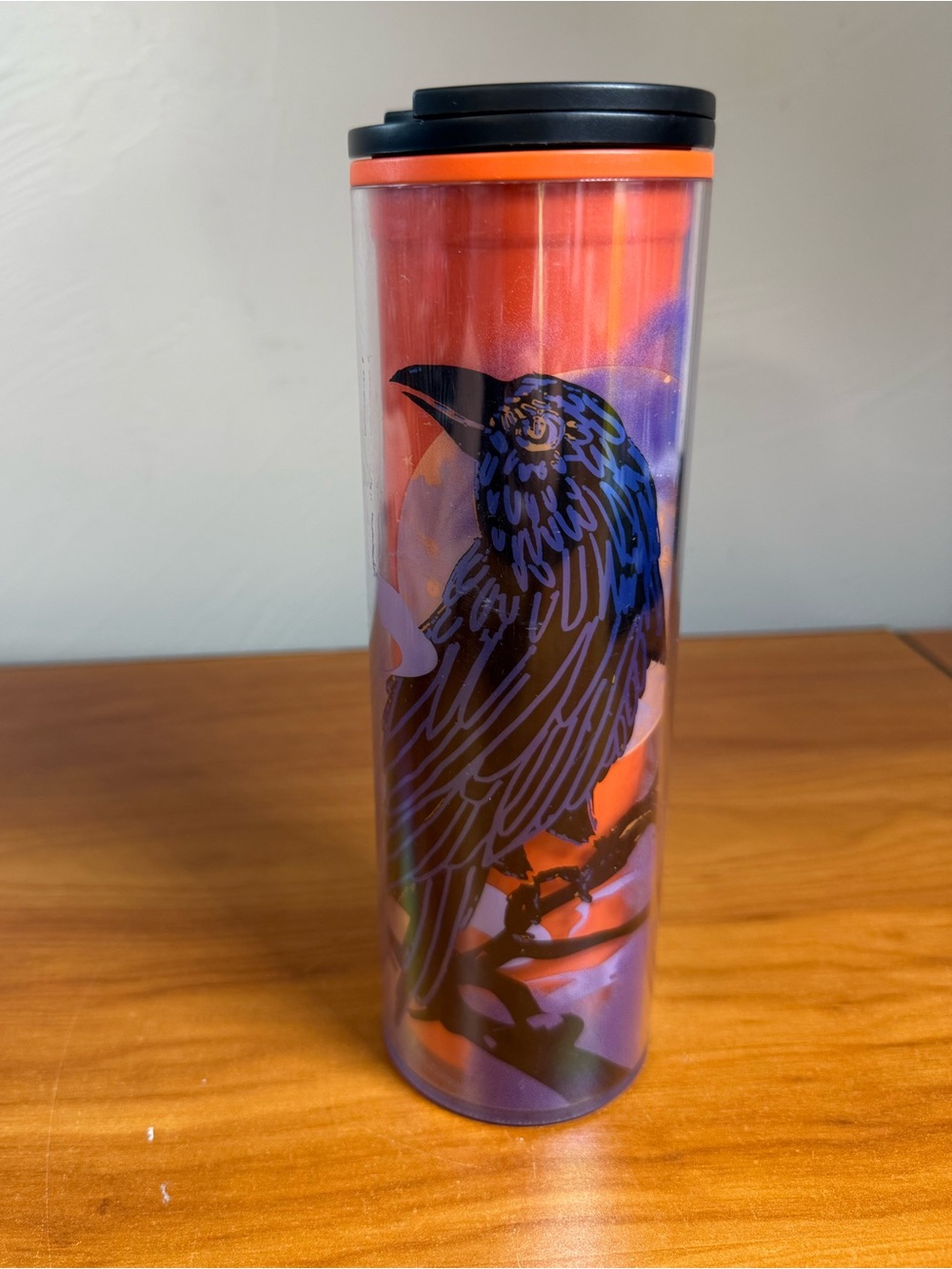 Starbucks 16oz Hot Tumbler Coffee Tea Mug Raven Halloween Orange Fall